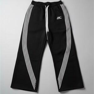 Black Track Pants with White Stripes